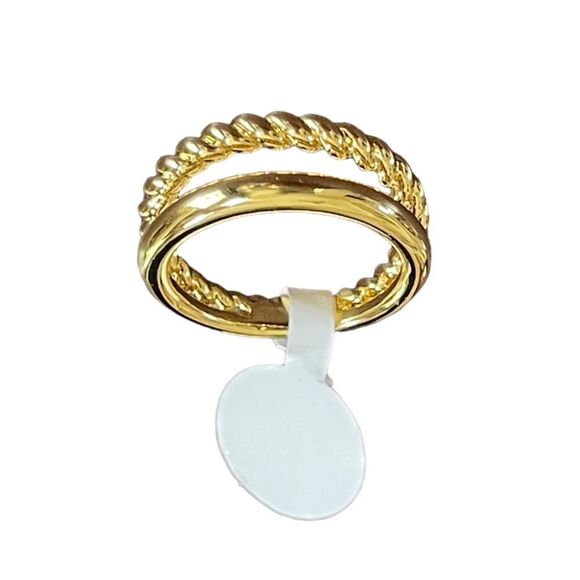 NWT double row gold tone costume ring size 7 - Picture 1 of 5